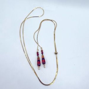 Gold slider long necklace